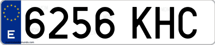 Ejemplo de matrícula de coche ordinaria 6256 KHC