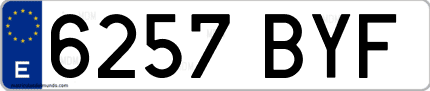 Ejemplo de matrícula de coche ordinaria 6257 BYF