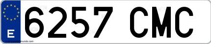 Ejemplo de matrícula española 6257 CMC