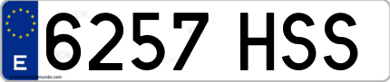 Ejemplo de matrícula de coche ordinaria 6257 HSS
