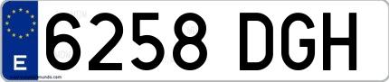 Ejemplo de matrícula española 6258 DGH