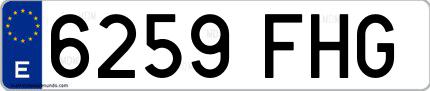 Ejemplo de matrícula española 6259 FHG