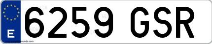 Ejemplo de matrícula española 6259 GSR