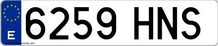 Ejemplo de matrícula española 6259 HNS