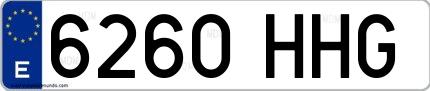 Ejemplo de matrícula española 6260 HHG
