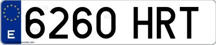 Ejemplo de matrícula española 6260 HRT