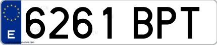 Ejemplo de matrícula española 6261 BPT
