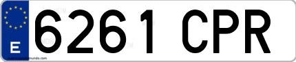 Ejemplo de matrícula de coche ordinaria 6261 CPR