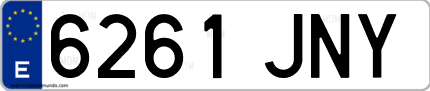 Ejemplo de matrícula de coche ordinaria 6261 JNY