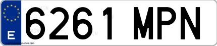Ejemplo de matrícula española 6261 MPN