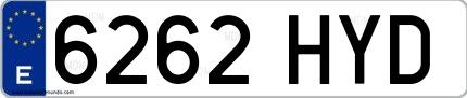Ejemplo de matrícula española 6262 HYD
