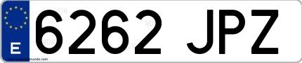 Ejemplo de matrícula española 6262 JPZ