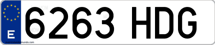 Ejemplo de matrícula de coche ordinaria 6263 HDG