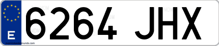 Ejemplo de matrícula de coche ordinaria 6264 JHX