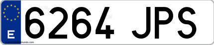 Ejemplo de matrícula de coche ordinaria 6264 JPS