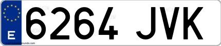 Ejemplo de matrícula española 6264 JVK