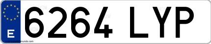 Ejemplo de matrícula española 6264 LYP