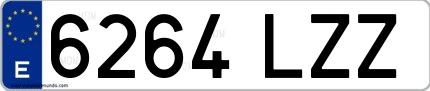Ejemplo de matrícula española 6264 LZZ