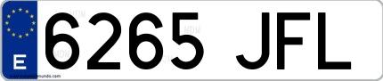 Ejemplo de matrícula española 6265 JFL