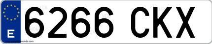 Ejemplo de matrícula española 6266 CKX