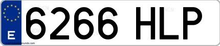 Ejemplo de matrícula española 6266 HLP