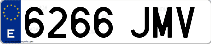 Ejemplo de matrícula de coche ordinaria 6266 JMV