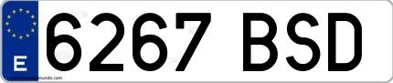 Ejemplo de matrícula española 6267 BSD