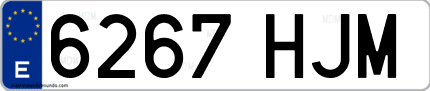 Ejemplo de matrícula de coche ordinaria 6267 HJM