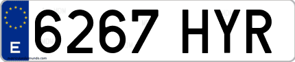 Ejemplo de matrícula de coche ordinaria 6267 HYR