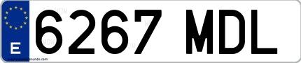 Ejemplo de matrícula española 6267 MDL