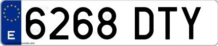 Ejemplo de matrícula española 6268 DTY