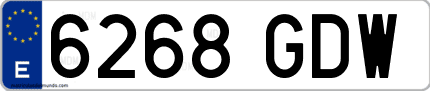 Ejemplo de matrícula de coche ordinaria 6268 GDW