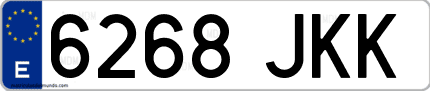 Ejemplo de matrícula de coche ordinaria 6268 JKK