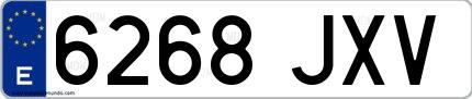 Ejemplo de matrícula española 6268 JXV