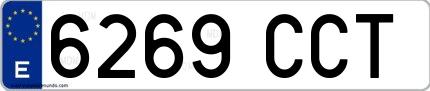 Ejemplo de matrícula española 6269 CCT