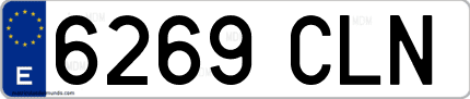 Ejemplo de matrícula de coche ordinaria 6269 CLN