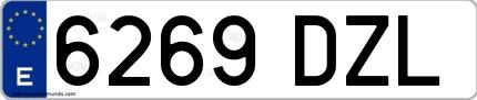 Ejemplo de matrícula española 6269 DZL