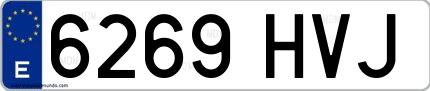 Ejemplo de matrícula de coche ordinaria 6269 HVJ
