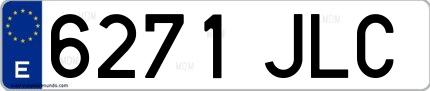 Ejemplo de matrícula española 6271 JLC