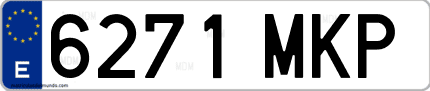 Ejemplo de matrícula de coche ordinaria 6271 MKP