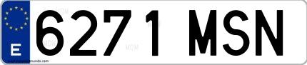 Ejemplo de matrícula de coche ordinaria 6271 MSN