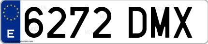 Ejemplo de matrícula española 6272 DMX