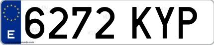 Ejemplo de matrícula española 6272 KYP