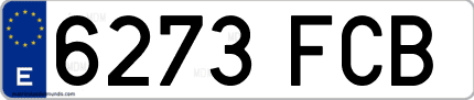 Ejemplo de matrícula de coche ordinaria 6273 FCB