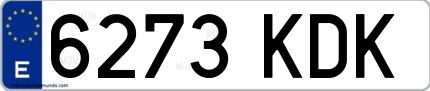 Ejemplo de matrícula española 6273 KDK