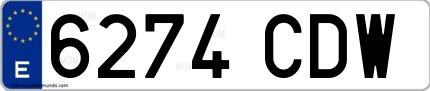 Ejemplo de matrícula española 6274 CDW