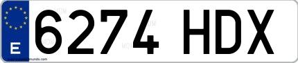 Ejemplo de matrícula española 6274 HDX