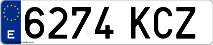 Ejemplo de matrícula de coche ordinaria 6274 KCZ
