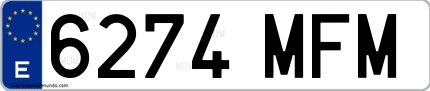 Ejemplo de matrícula española 6274 MFM