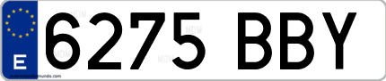 Ejemplo de matrícula de coche ordinaria 6275 BBY